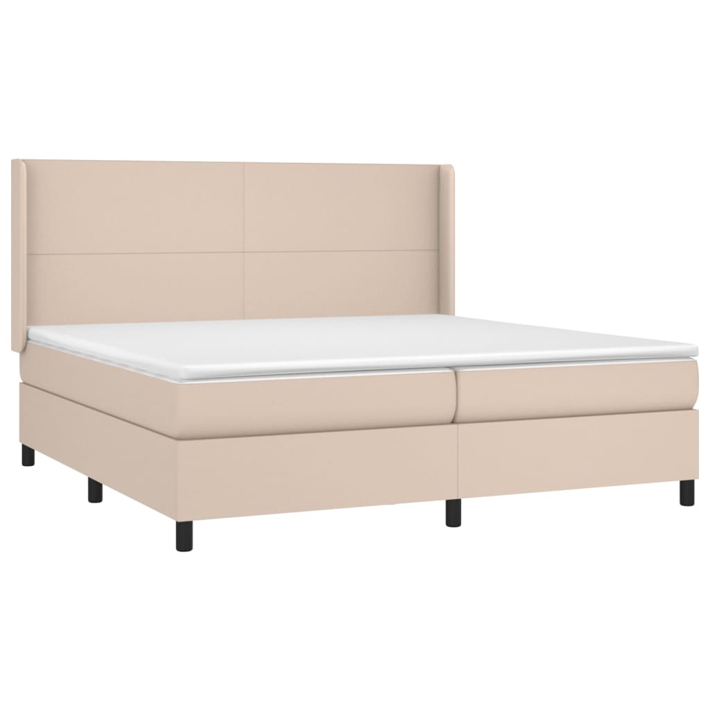 Matelas à sommier tapissier cappuccino-marron 200x200cm cuir artificiel