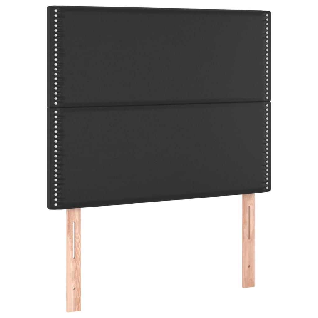 Lit à sommier tapissier avec matelas noir 90x190 cm en similicuir