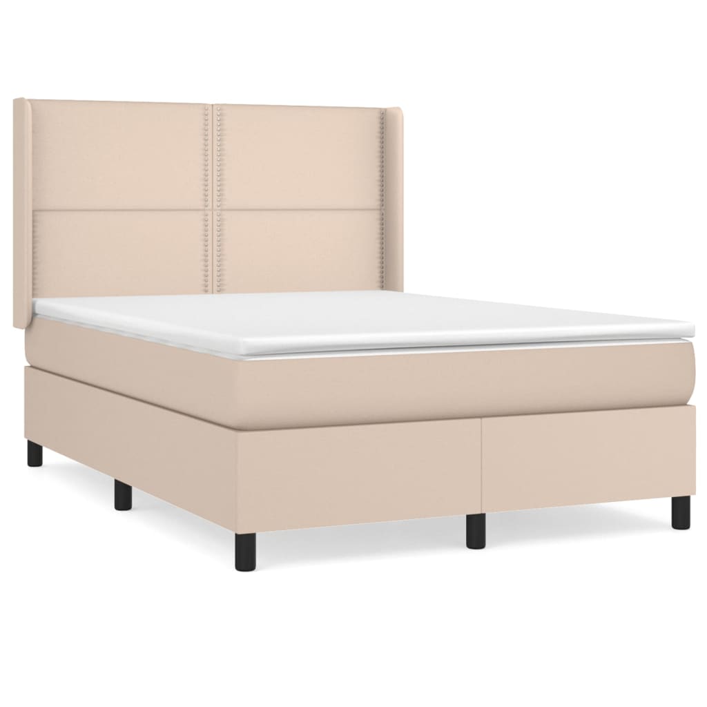 Matelas à sommier tapissier cappuccino-marron 140x200cm cuir artificiel