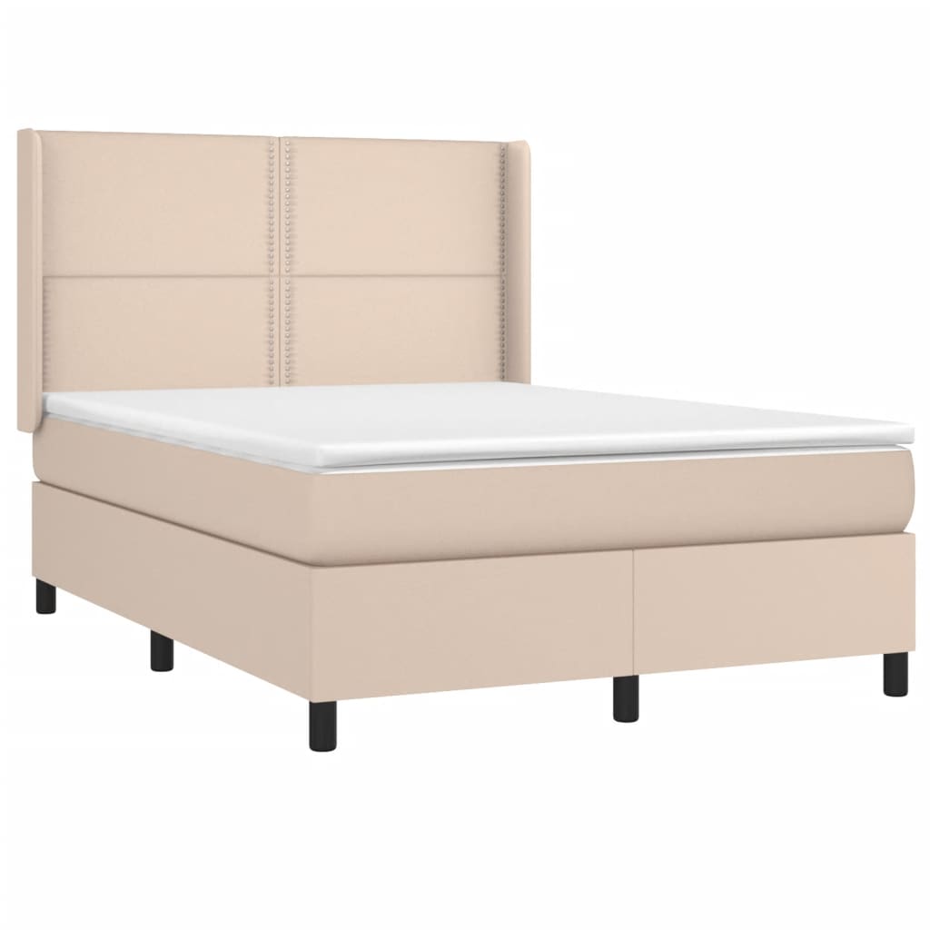 Matelas à sommier tapissier cappuccino-marron 140x200cm cuir artificiel