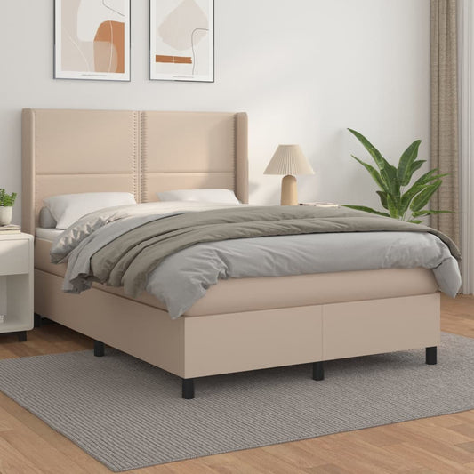 Matelas à sommier tapissier cappuccino-marron 140x200cm cuir artificiel