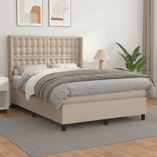 Boxspringbett Matratze Cappuccino-Braun 140x190cm Kunstleder