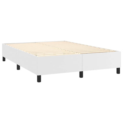 Boxspringbett mit Matratze Weiß 140x200 cm Kunstleder