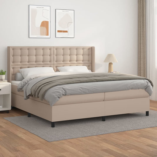 Matelas à sommier tapissier cappuccino-marron 200x200cm cuir artificiel