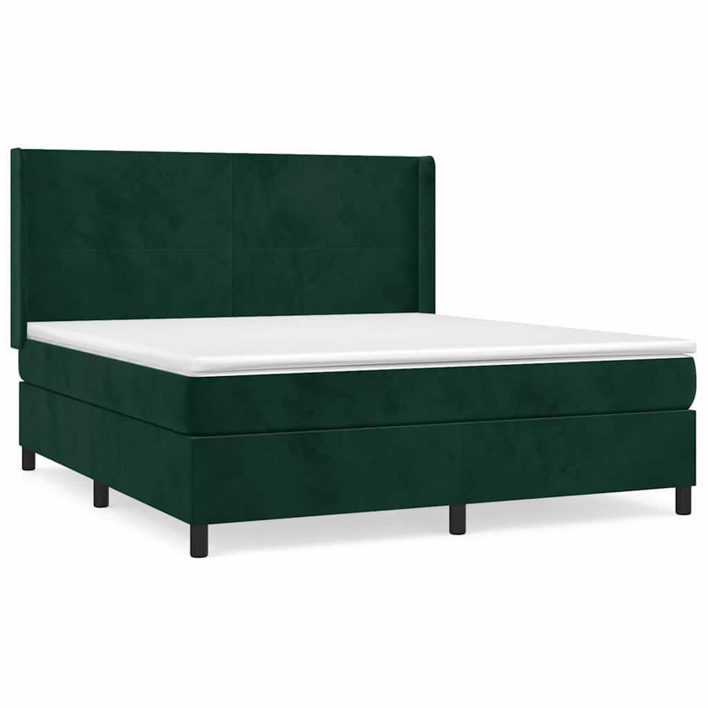 Boxspringbett mit Matratze Dunkelgrün 160x200 cm Samt