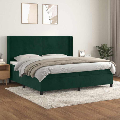 Boxspringbett mit Matratze Dunkelgrün 200x200 cm Samt