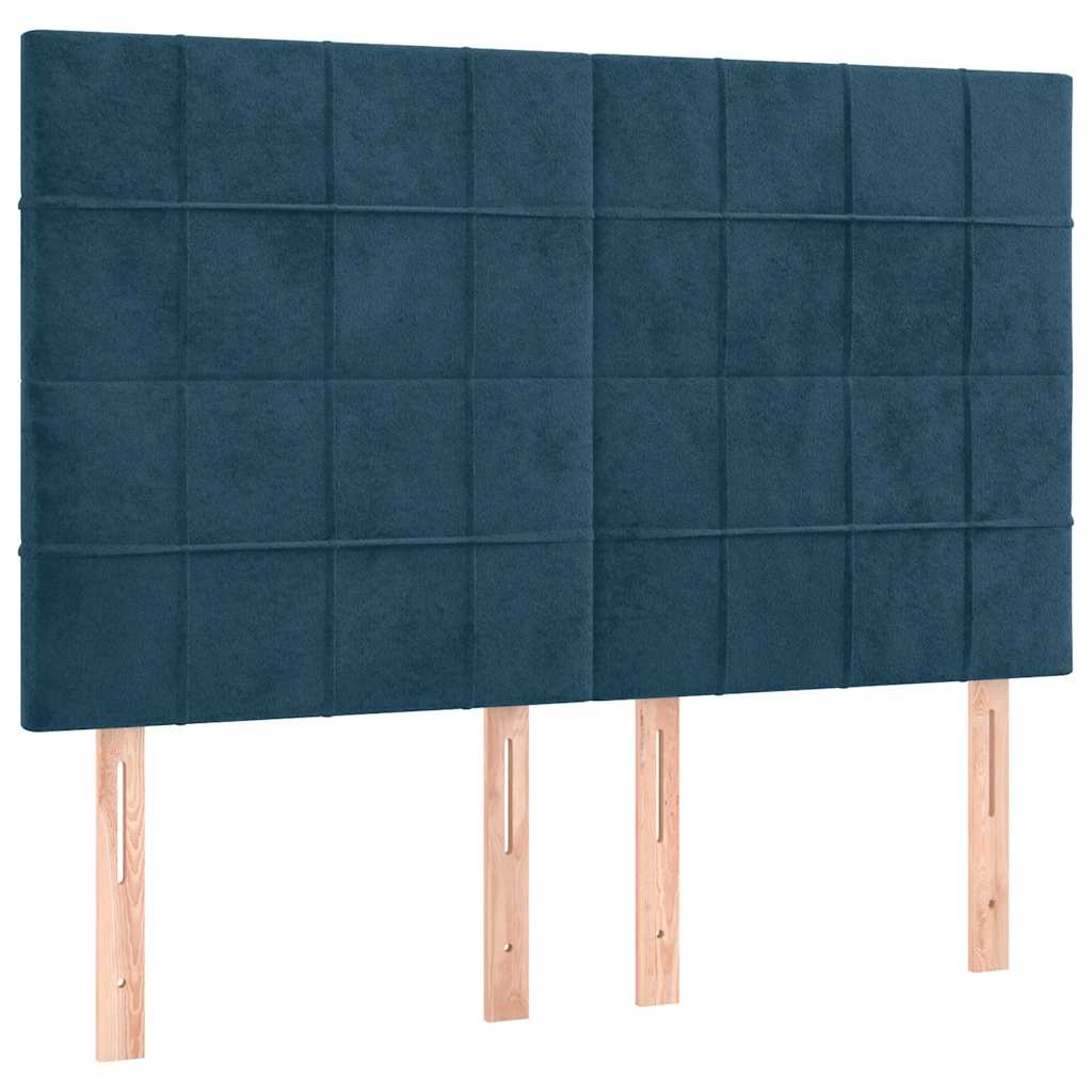 Boxspringbett mit Matratze Dunkelblau 140x200 cm Samt