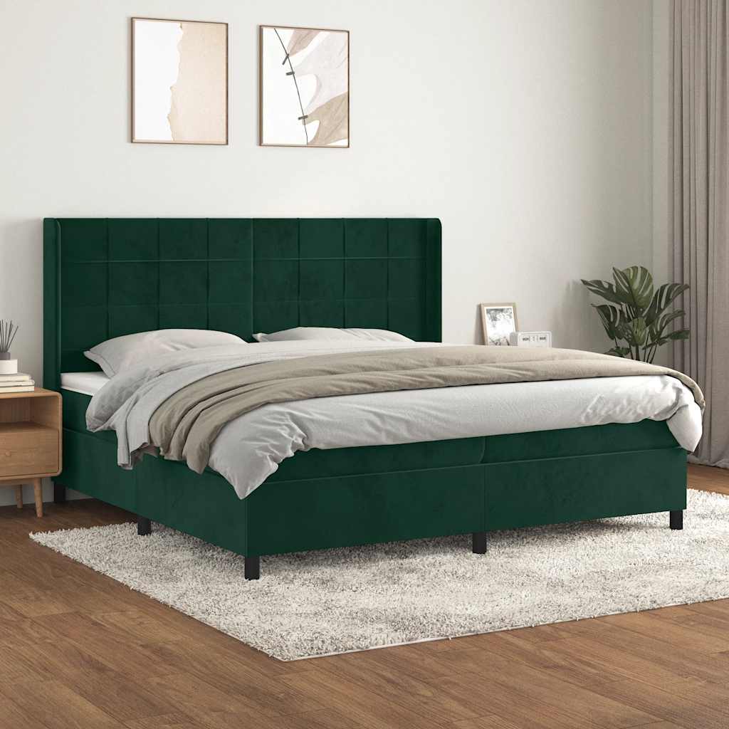 Boxspringbett mit Matratze Dunkelgrün 200x200 cm Samt