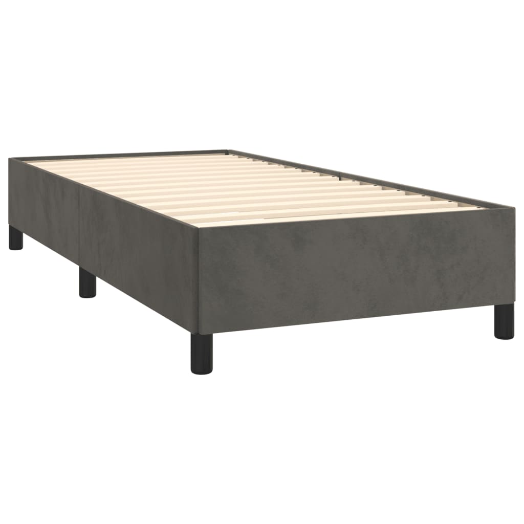 Sommier tapissier avec matelas gris foncé 100x200 cm velours