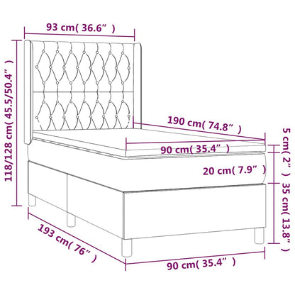 Boxspringbett mit Matratze Dunkelgrün 90x190 cm Samt