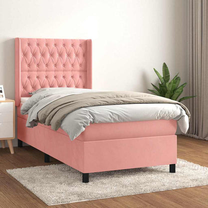 Boxspringbett mit Matratze Rosa 90x200 cm Samt