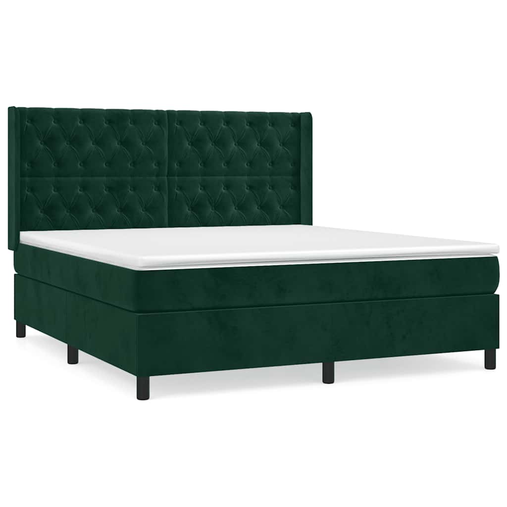Boxspringbett mit Matratze Dunkelgrün 160x200 cm Samt