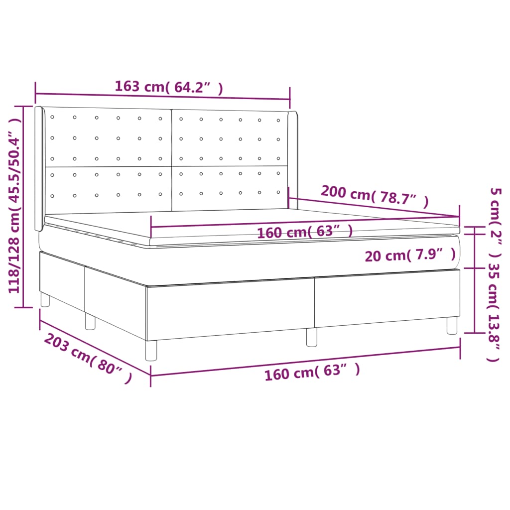 Boxspringbett mit Matratze Schwarz 160x200 cm Samt