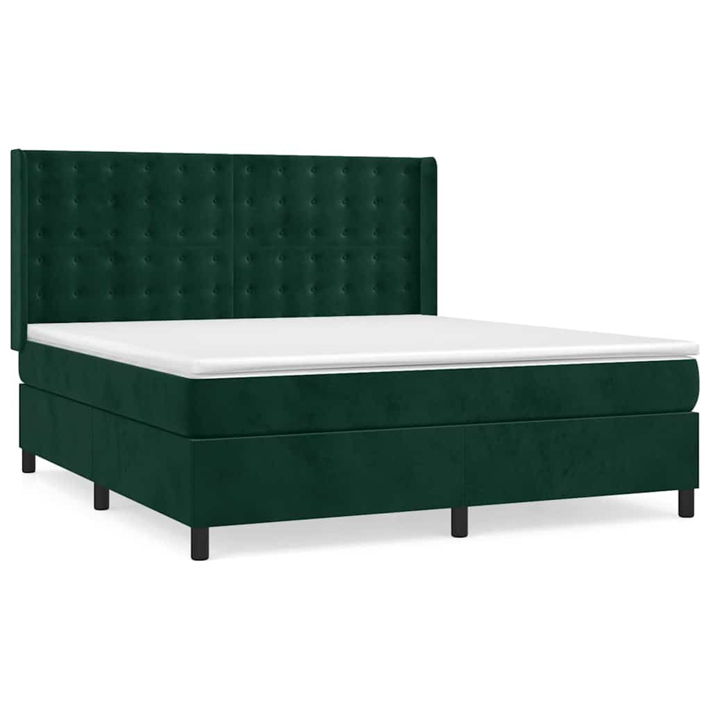 Boxspringbett mit Matratze Dunkelgrün 180x200 cm Samt