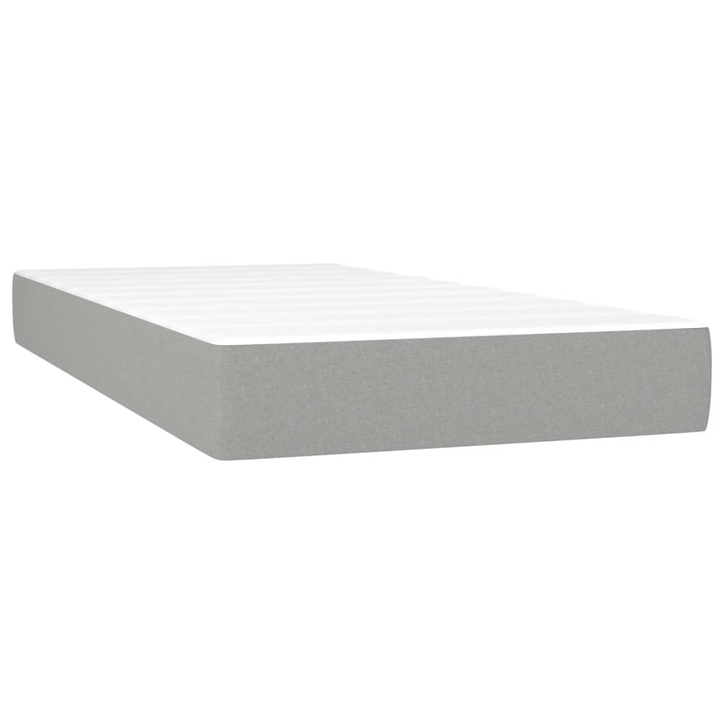 LED Boxspringbett mit Kopfteil Hellgrau Stoff