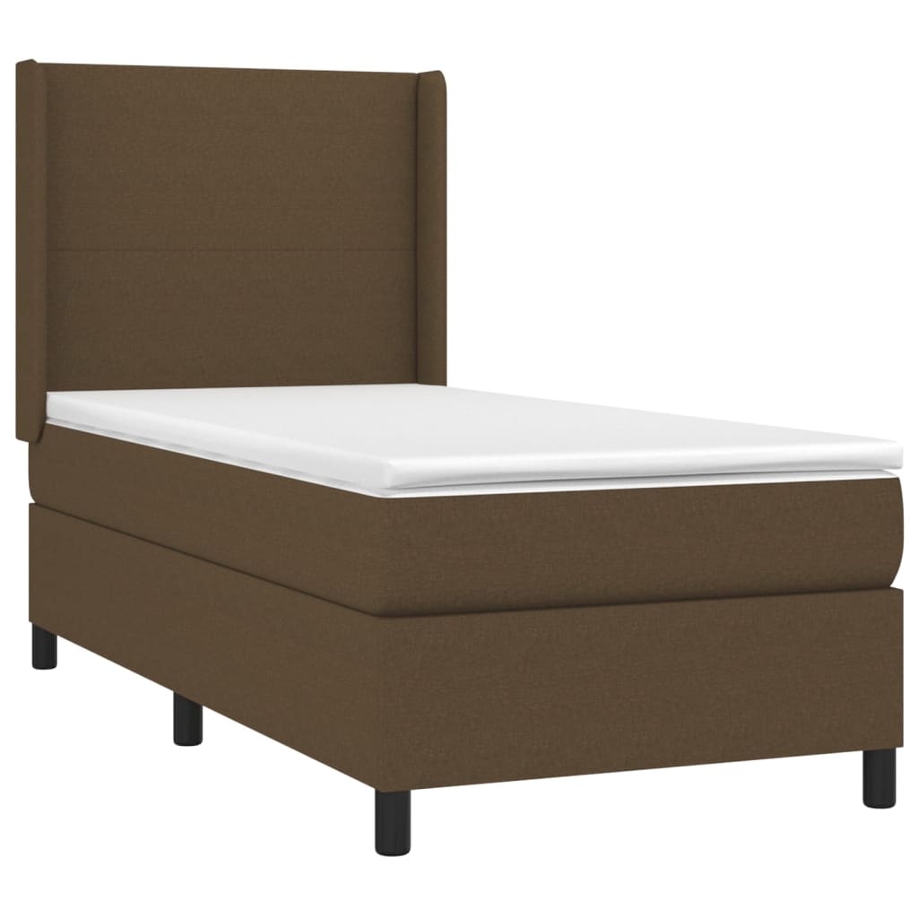 LED Boxspringbett mit Kopfteil Dunkelbraun Stoff