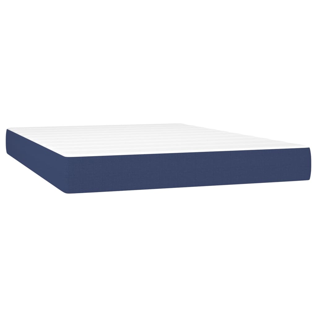 Lit à sommier tapissier avec matelas et LED bleu tissu 140x190 cm
