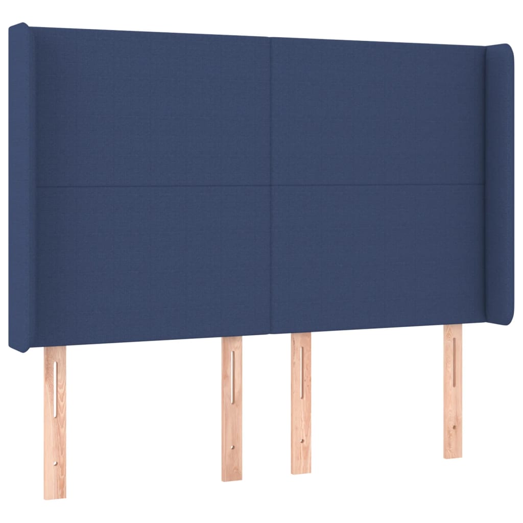 Lit à sommier tapissier avec matelas et LED bleu tissu 140x190 cm