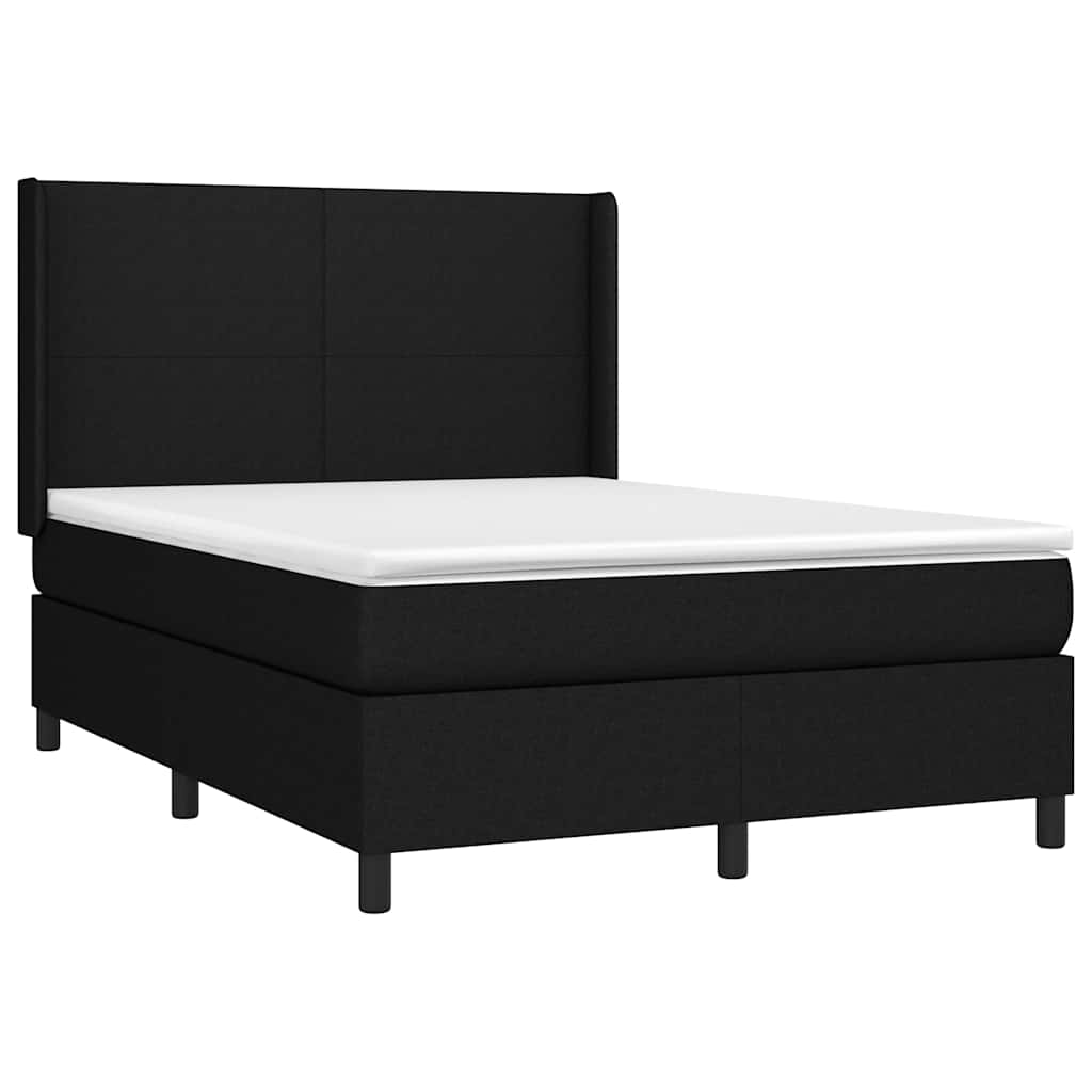 LED Boxspringbett mit Kopfteil Schwarz Stoff