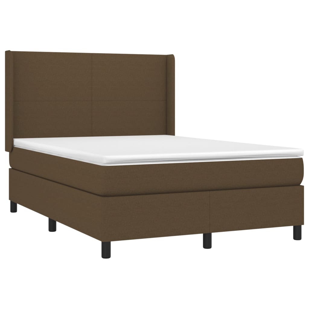 LED Boxspringbett mit Kopfteil Dunkelbraun Stoff
