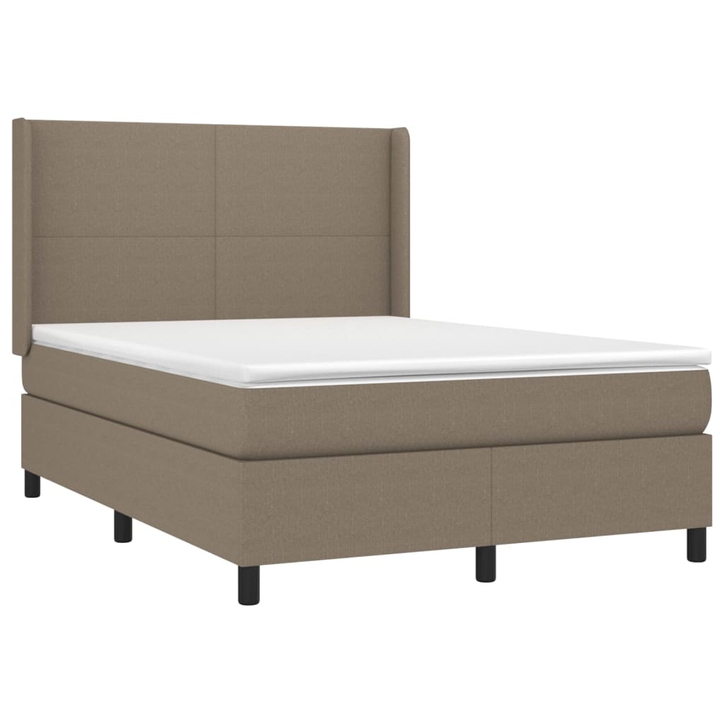 LED Boxspringbett mit Kopfteil Taupe Stoff