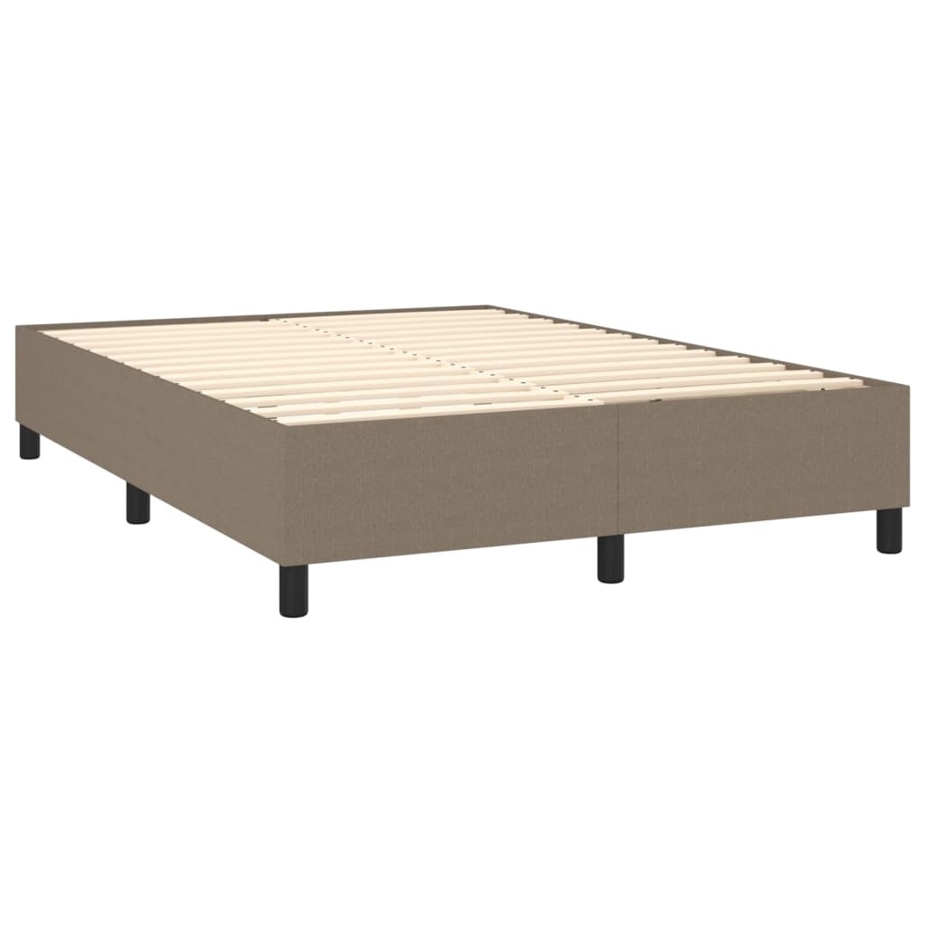 LED Boxspringbett mit Kopfteil Taupe Stoff
