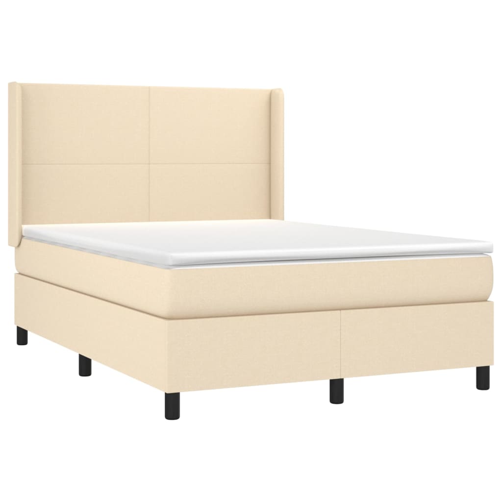 LED Boxspringbett mit Kopfteil Creme Stoff