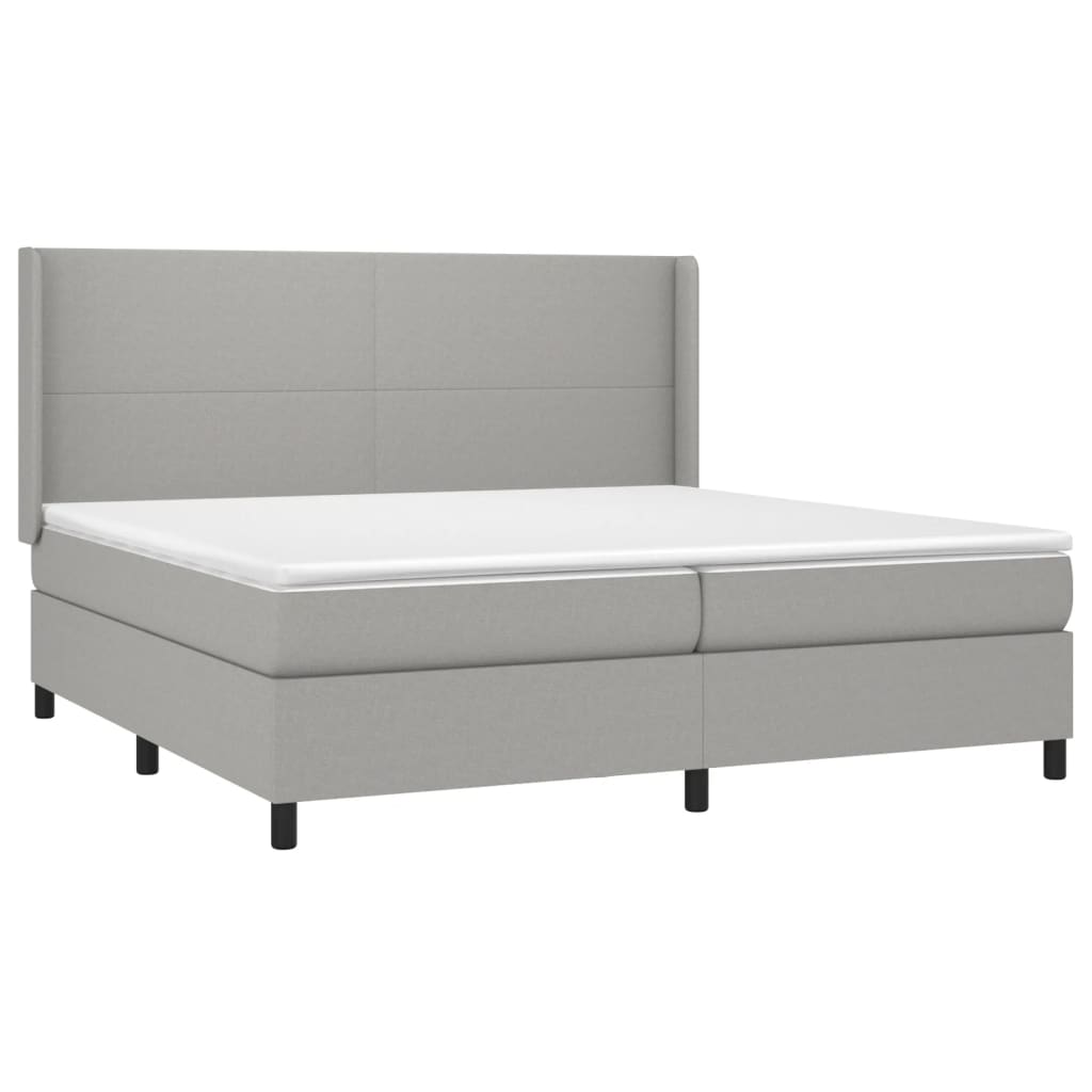 LED Boxspringbett mit Kopfteil Hellgrau Stoff