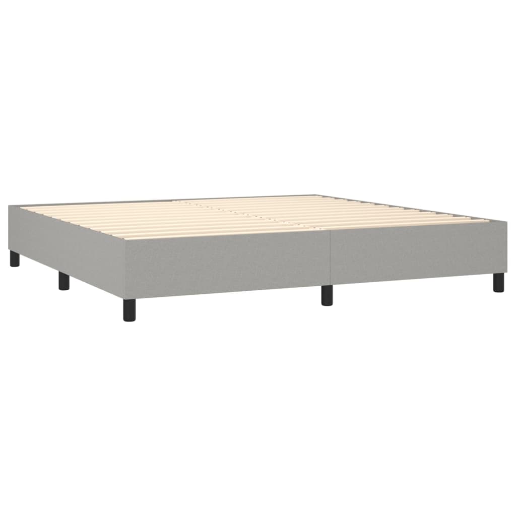 LED Boxspringbett mit Kopfteil Hellgrau Stoff