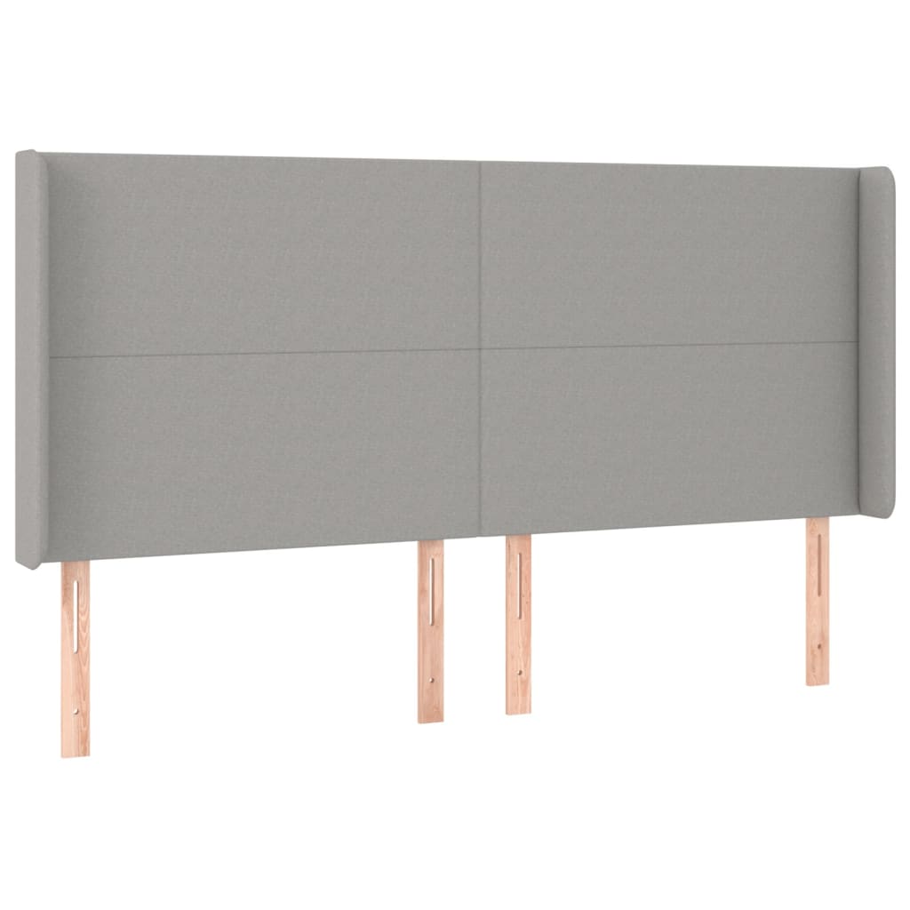 LED Boxspringbett mit Kopfteil Hellgrau Stoff
