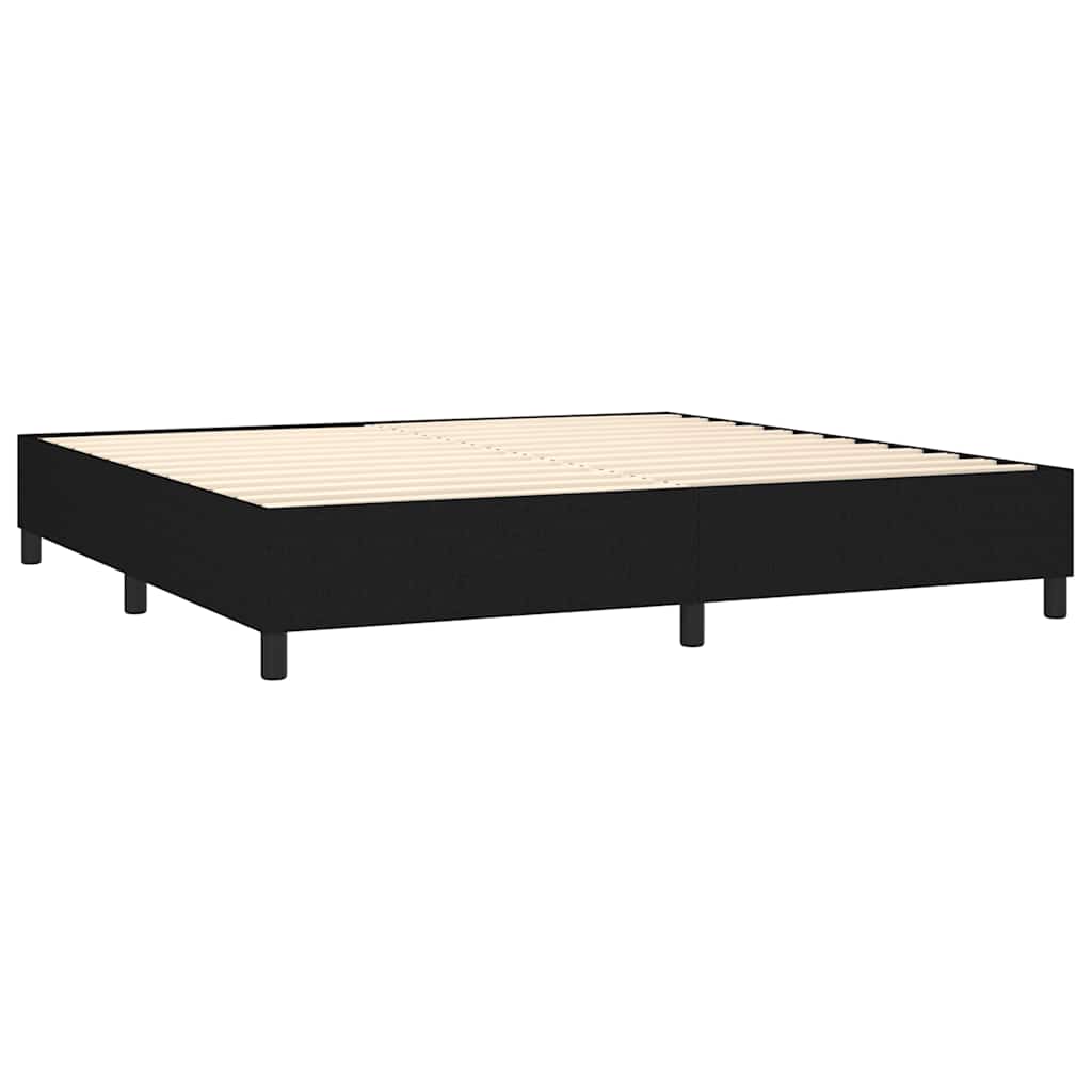 LED Boxspringbett mit Kopfteil Schwarz Stoff