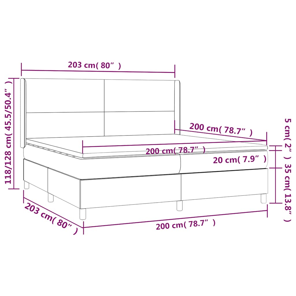 LED Boxspringbett mit Kopfteil Schwarz Stoff