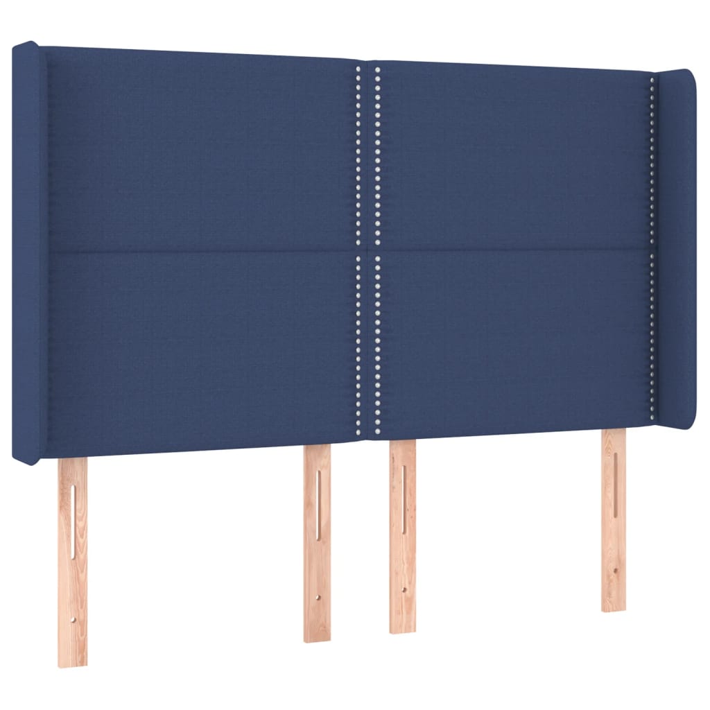 Lit à sommier tapissier avec matelas et LED bleu tissu 140x190 cm