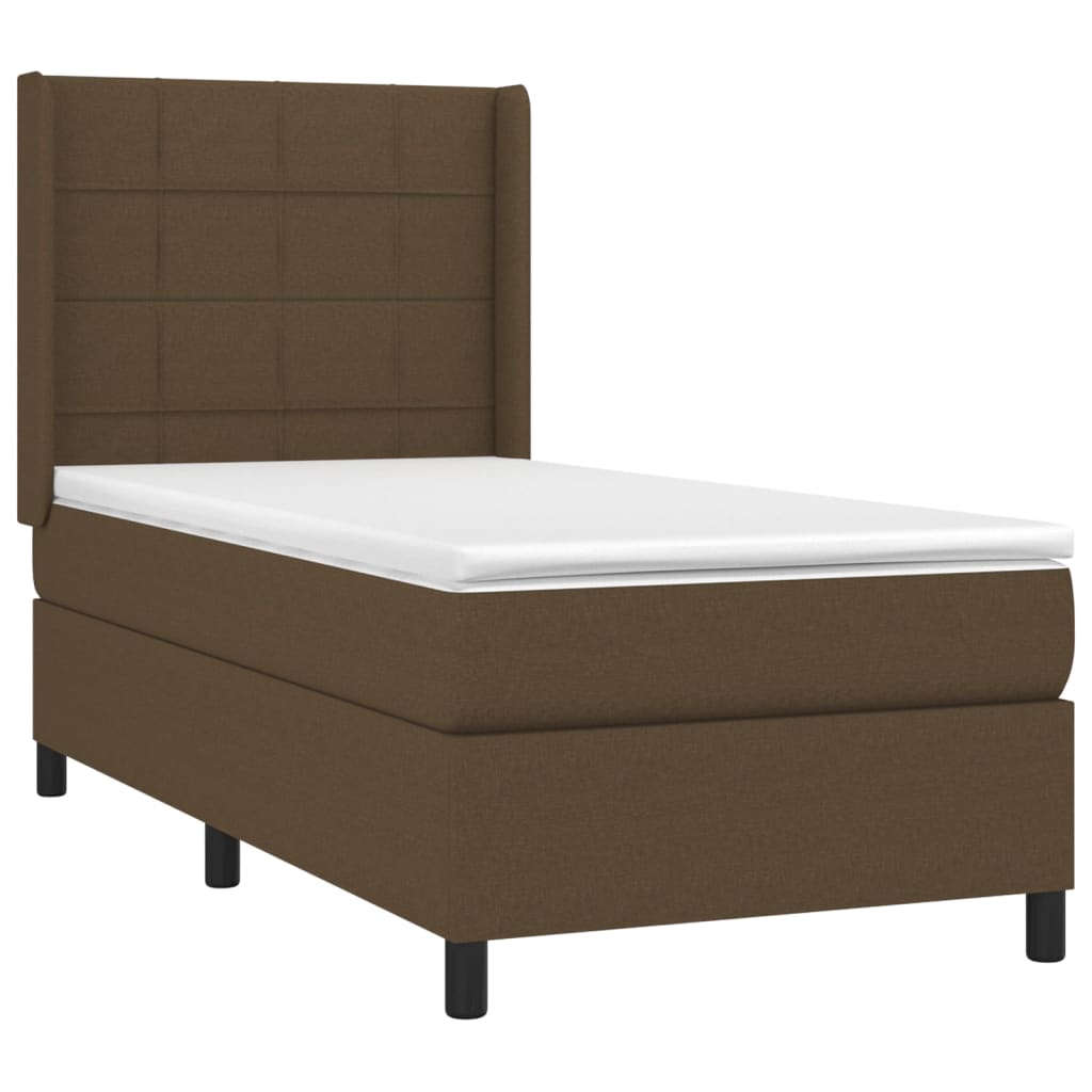 LED Boxspringbett mit Kopfteil Dunkelbraun Stoff