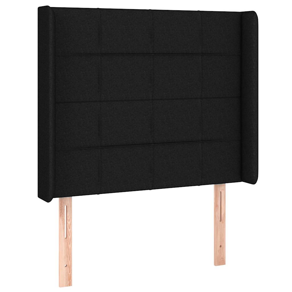 LED Boxspringbett mit Kopfteil Schwarz Stoff