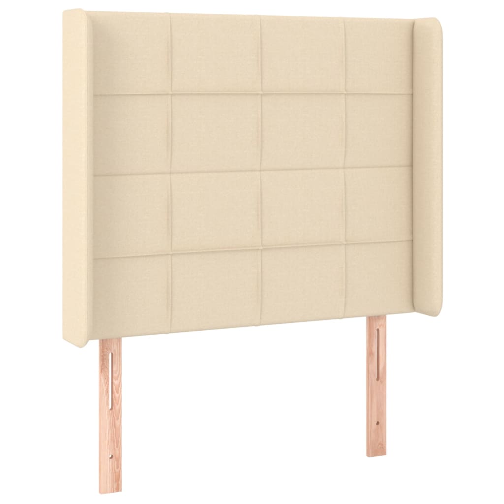 LED Boxspringbett mit Kopfteil Creme Stoff