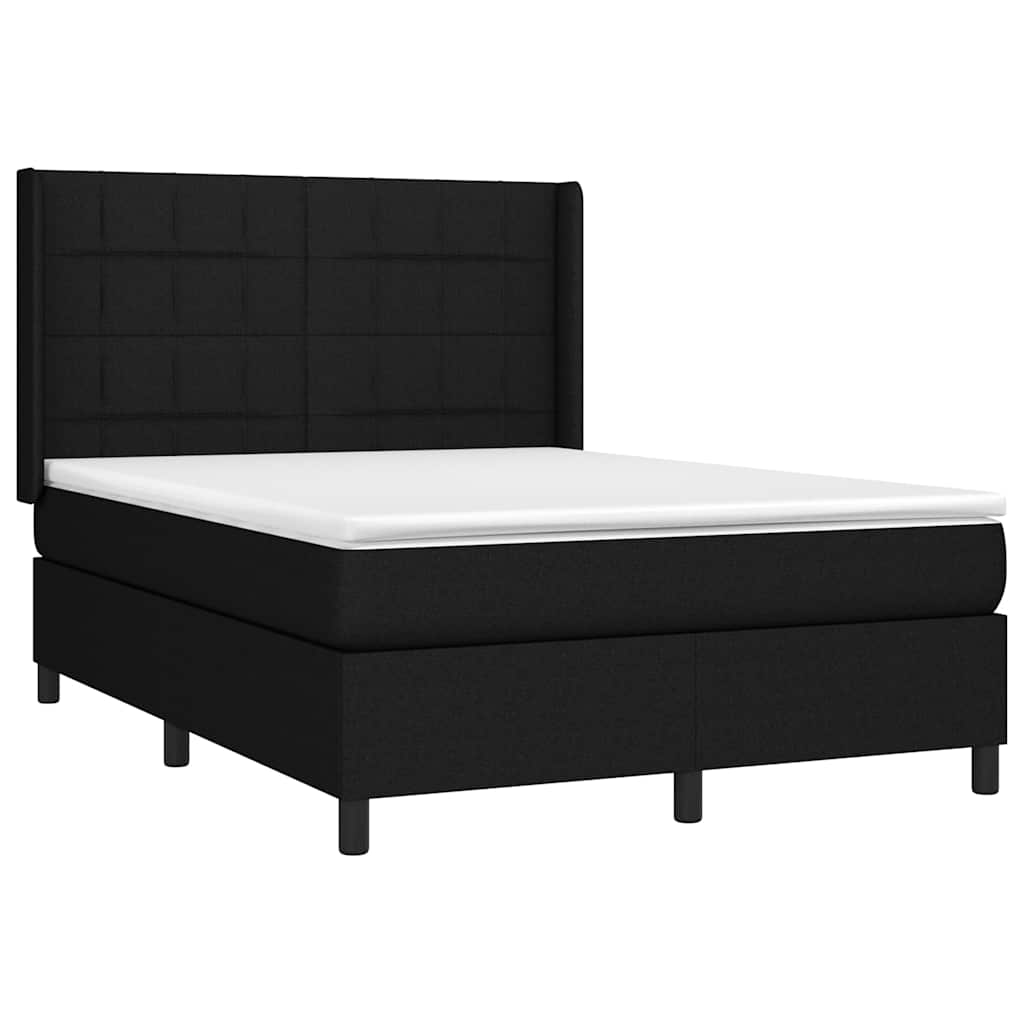 LED Boxspringbett mit Kopfteil Schwarz Stoff