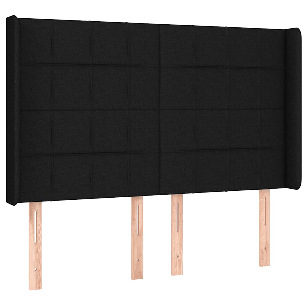 LED Boxspringbett mit Kopfteil Schwarz Stoff