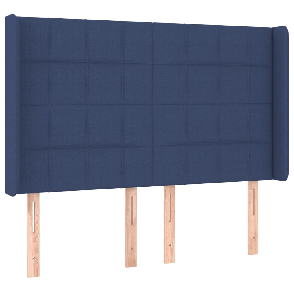 Lit à sommier tapissier avec matelas et LED bleu tissu 140x190 cm