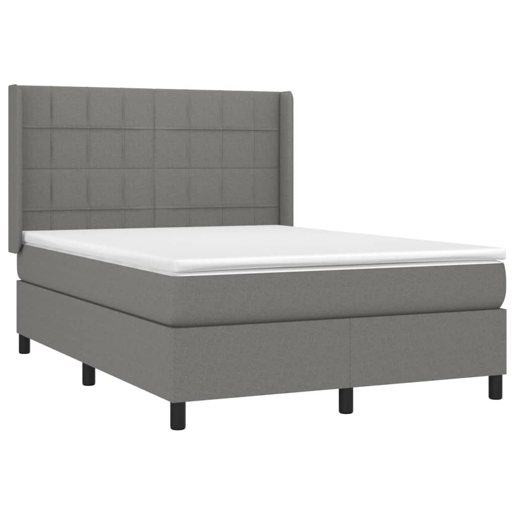 LED Boxspringbett mit Kopfteil Dunkelgrau Stoff
