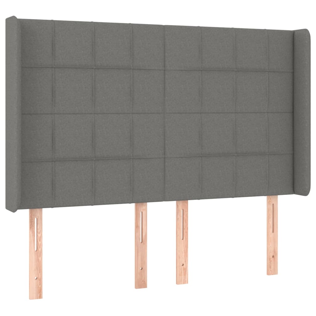 LED Boxspringbett mit Kopfteil Dunkelgrau Stoff
