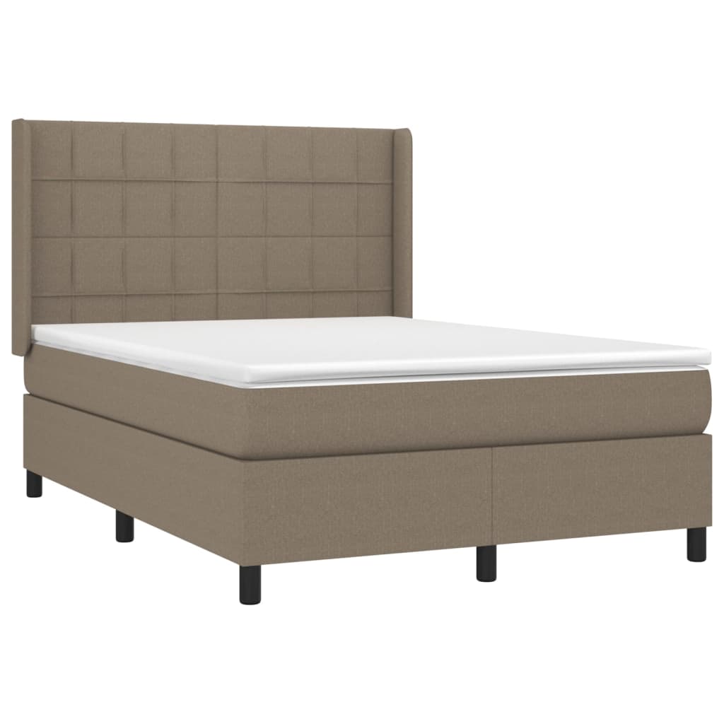 LED Boxspringbett mit Kopfteil Taupe Stoff