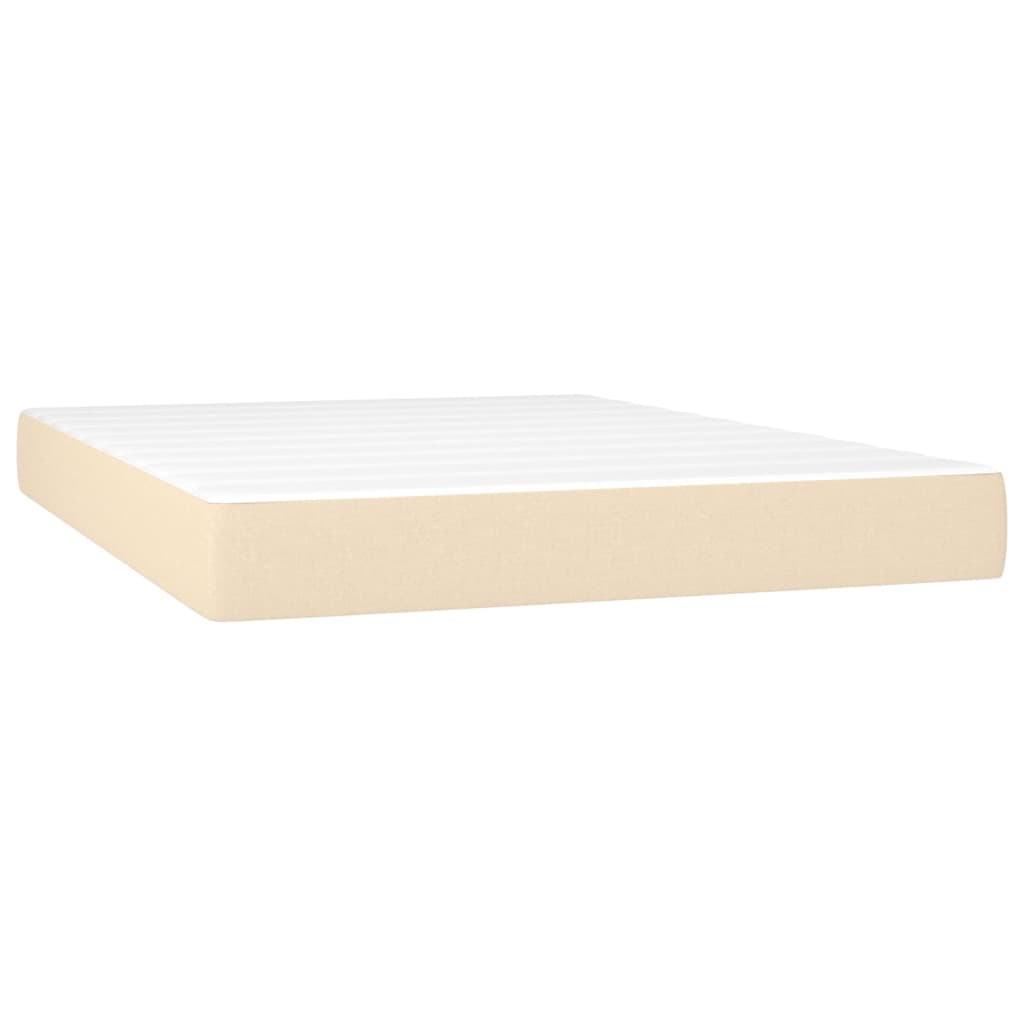 LED Boxspringbett mit Kopfteil Creme Stoff