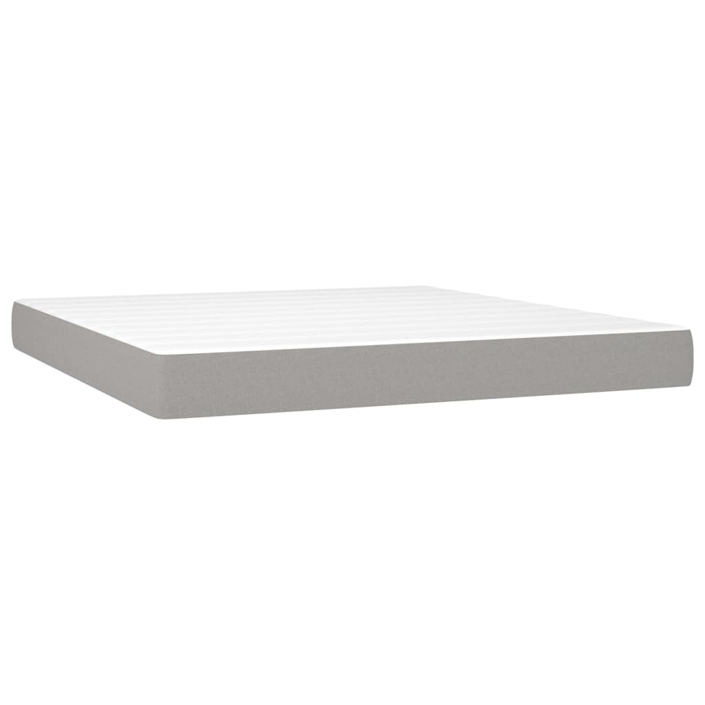 LED Boxspringbett mit Kopfteil Hellgrau Stoff