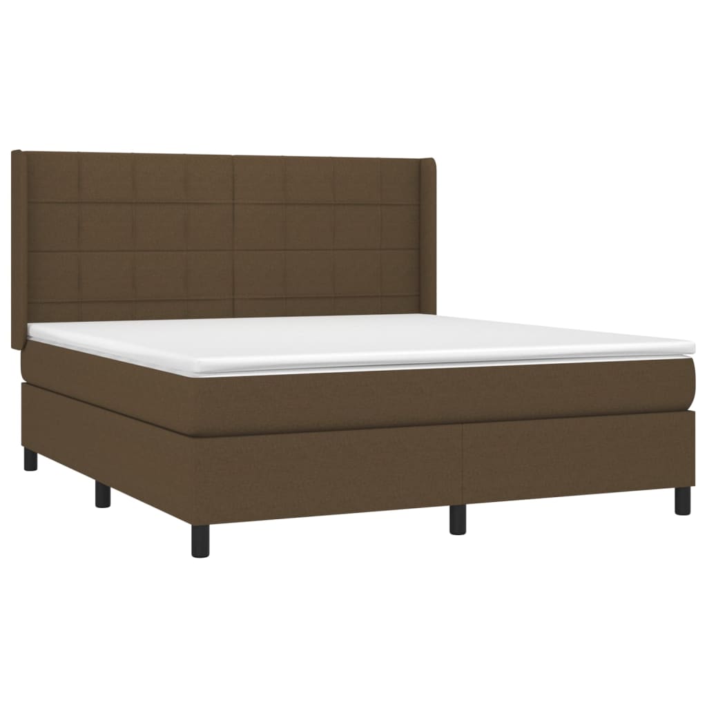LED Boxspringbett mit Kopfteil Dunkelbraun Stoff