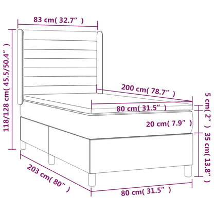 Boxspringbett mit Matratze & LED Creme 80x200 cm Stoff