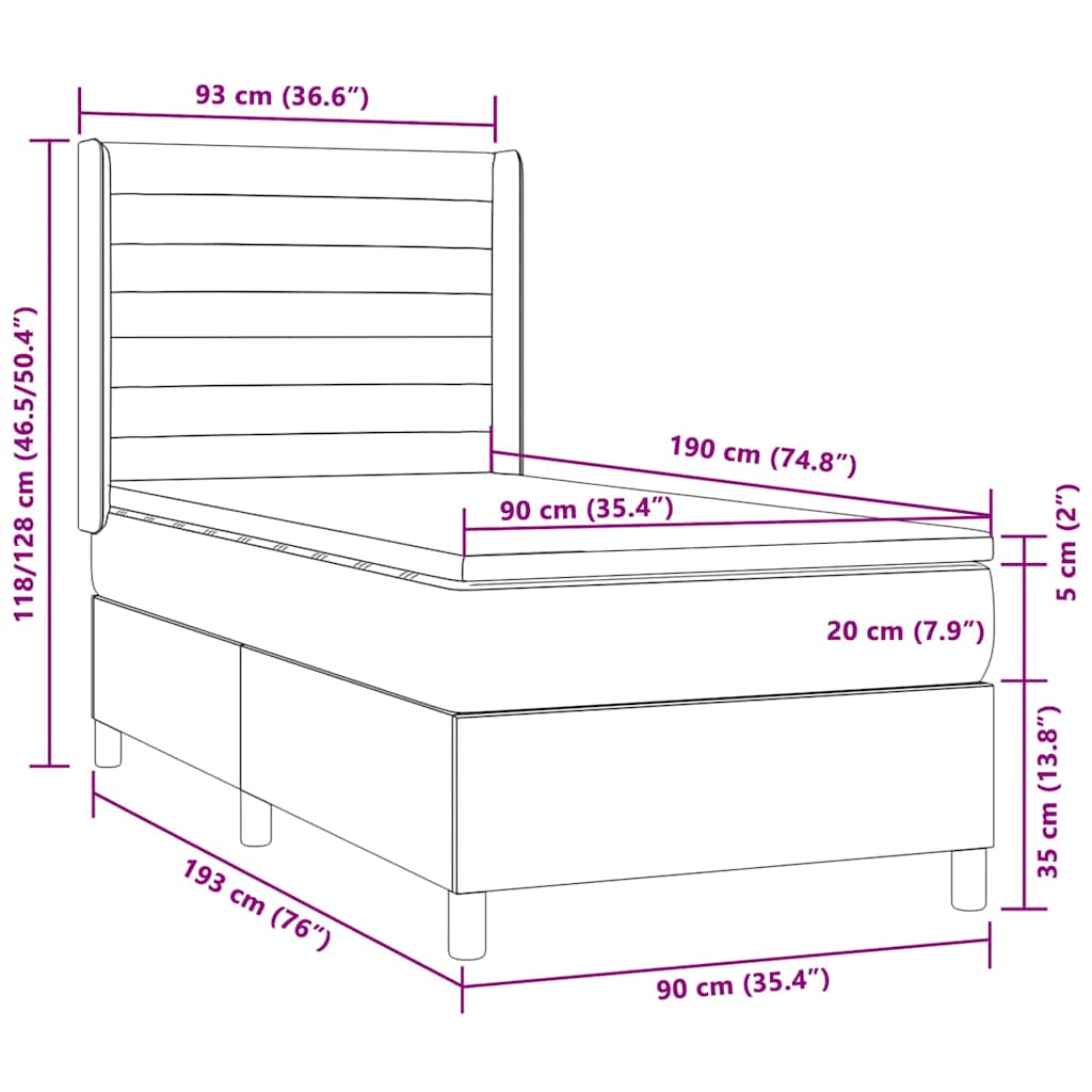 LED Boxspringbett mit Kopfteil Taupe Stoff
