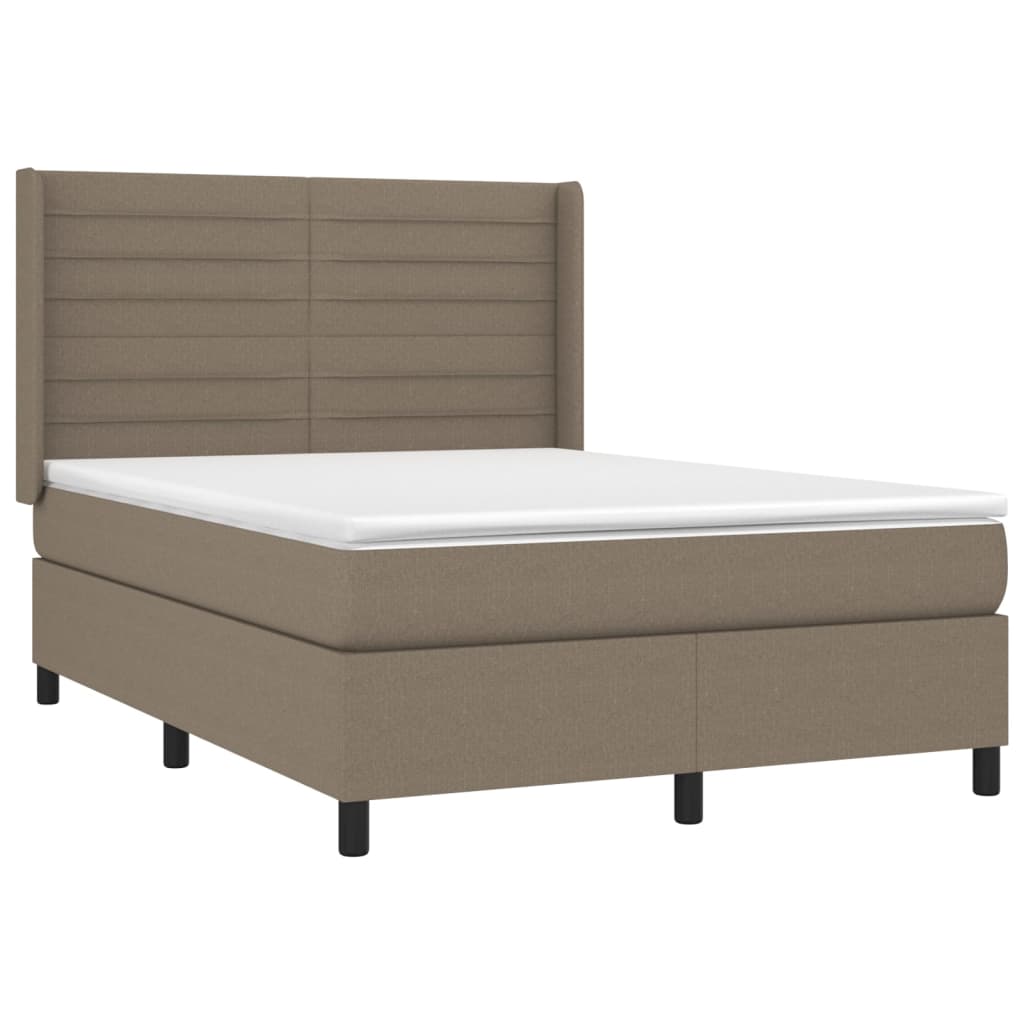 LED Boxspringbett mit Kopfteil Taupe Stoff