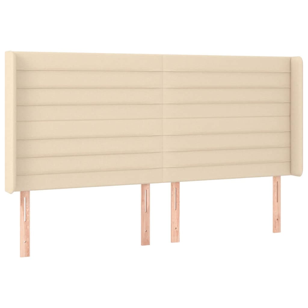 LED Boxspringbett mit Kopfteil Creme Stoff