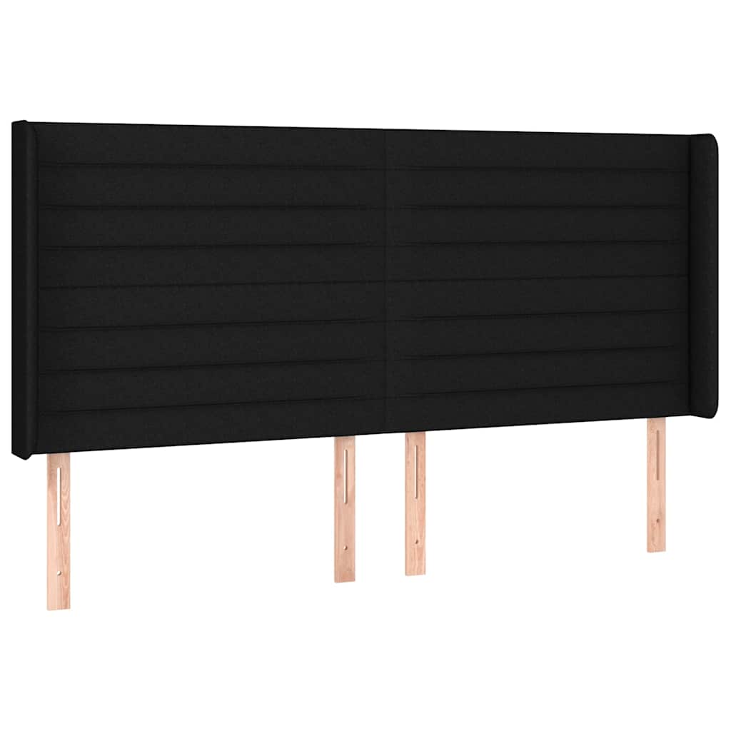LED Boxspringbett mit Kopfteil Schwarz Stoff
